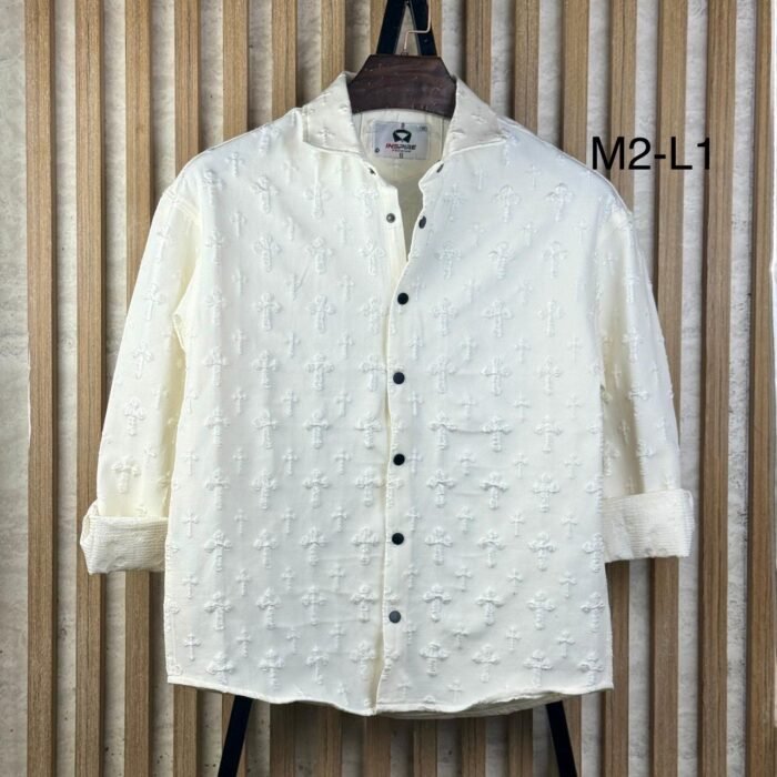 Premium Embossed Drop Shoulder Boxy Fit Shirt - Image 2